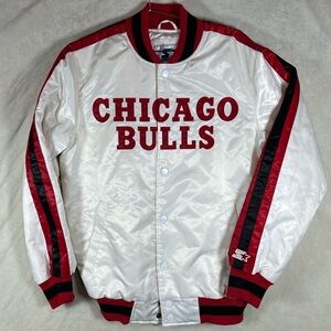 INSANE STARTER Vintage Small Chicago Bulls White and Red Varsity Jacket